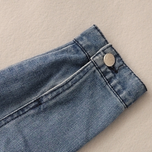 Crave Fame Womens Jean Jacket Blue Buttons Pockets Collar Embellished Studded M - Picture 8 of 10